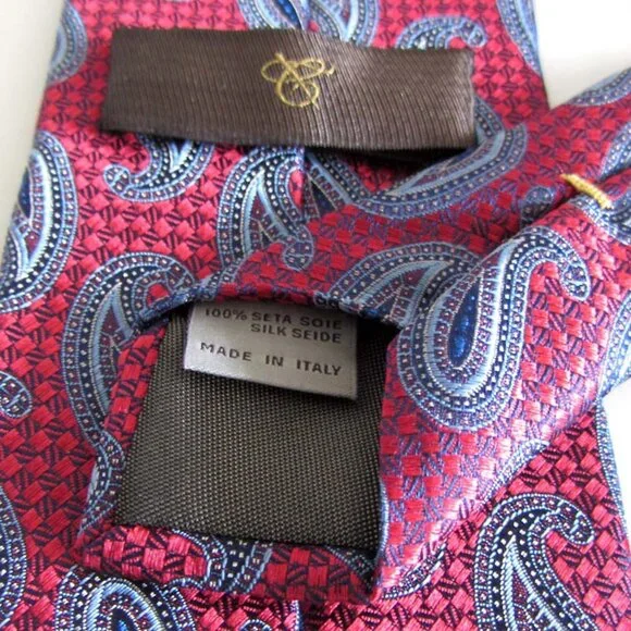 new CANALI swirling paisley neck tie 100% textured silk - Picture 6 of 6